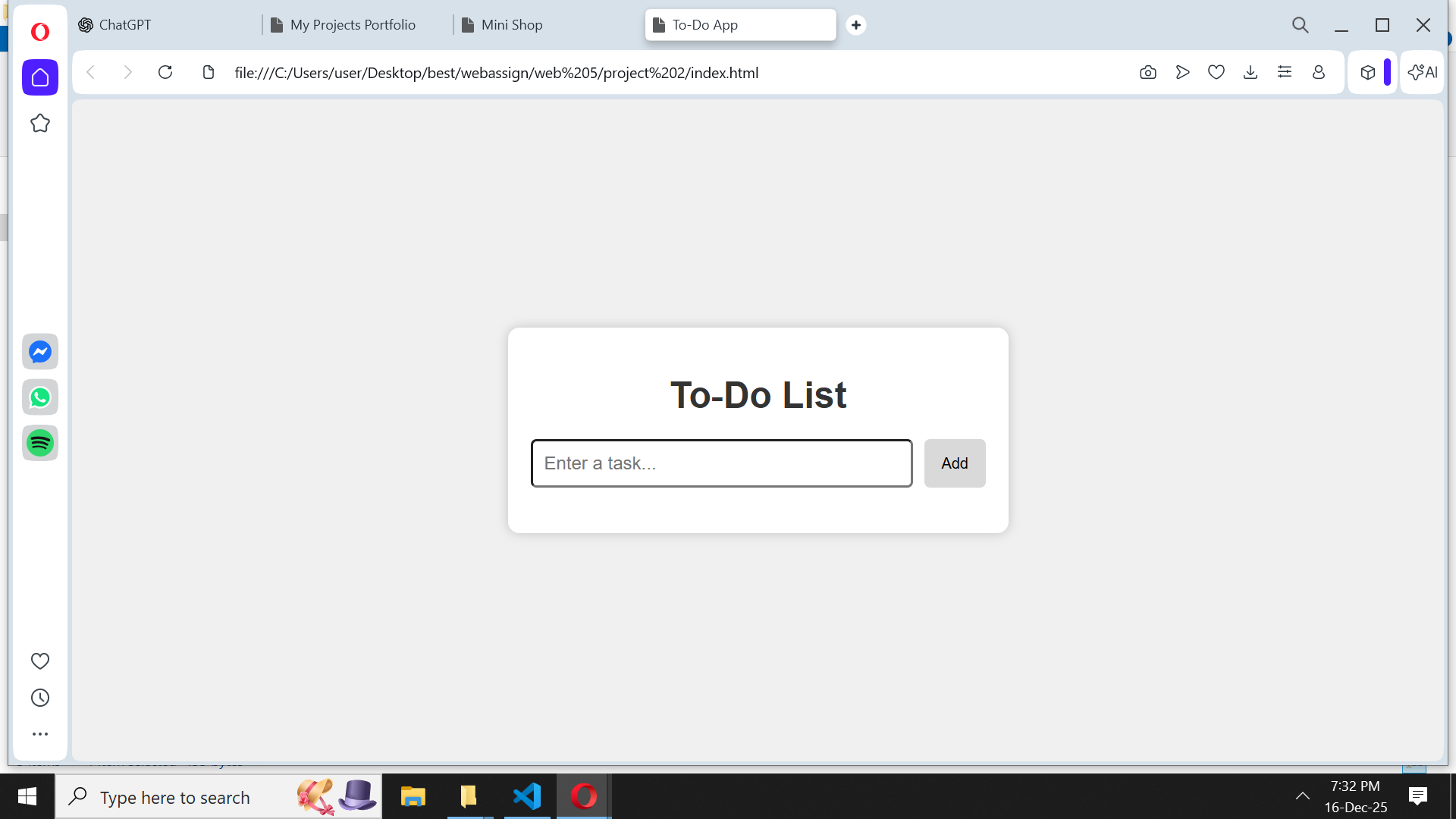 Screenshot of Project 3: To-Do App